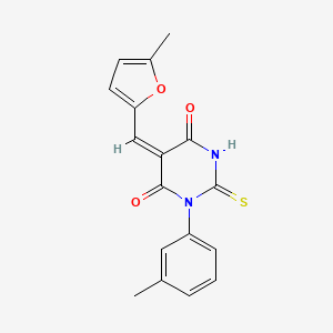 molecular formula C17H14N2O3S B4619582 5-[(5-methyl-2-furyl)methylene]-1-(3-methylphenyl)-2-thioxodihydro-4,6(1H,5H)-pyrimidinedione 