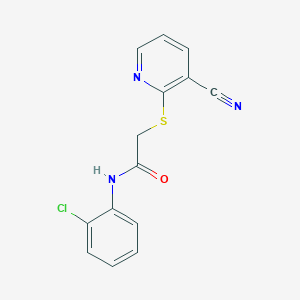 molecular formula C14H10ClN3OS B4619630 N-(2-chlorophenyl)-2-[(3-cyano-2-pyridinyl)thio]acetamide 