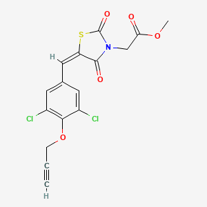 molecular formula C16H11Cl2NO5S B4619672 methyl {5-[3,5-dichloro-4-(2-propyn-1-yloxy)benzylidene]-2,4-dioxo-1,3-thiazolidin-3-yl}acetate 