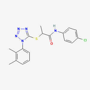 molecular formula C18H18ClN5OS B4619673 N-(4-chlorophenyl)-2-{[1-(2,3-dimethylphenyl)-1H-tetrazol-5-yl]thio}propanamide 
