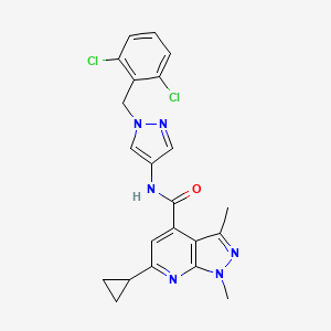 molecular formula C22H20Cl2N6O B4619750 6-cyclopropyl-N-[1-(2,6-dichlorobenzyl)-1H-pyrazol-4-yl]-1,3-dimethyl-1H-pyrazolo[3,4-b]pyridine-4-carboxamide 