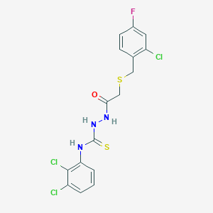 molecular formula C16H13Cl3FN3OS2 B4619755 2-{[(2-氯-4-氟苄基)硫代]乙酰基}-N-(2,3-二氯苯基)肼基碳硫酰胺 