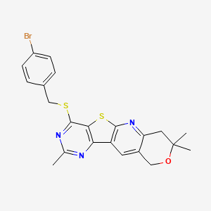 molecular formula C22H20BrN3OS2 B4619763 4-[(4-bromobenzyl)thio]-2,8,8-trimethyl-7,10-dihydro-8H-pyrano[3'',4'':5',6']pyrido[3',2':4,5]thieno[3,2-d]pyrimidine 