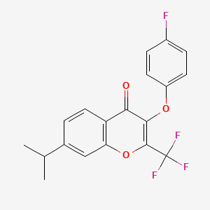 molecular formula C19H14F4O3 B4619794 3-(4-fluorophenoxy)-7-isopropyl-2-(trifluoromethyl)-4H-chromen-4-one 