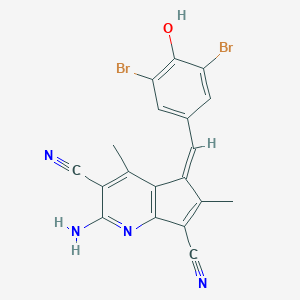 molecular formula C19H12Br2N4O B461983 2-amino-5-(3,5-dibromo-4-hydroxybenzylidene)-4,6-dimethyl-5H-cyclopenta[b]pyridine-3,7-dicarbonitrile 