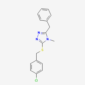 molecular formula C17H16ClN3S B4619831 3-benzyl-5-[(4-chlorobenzyl)thio]-4-methyl-4H-1,2,4-triazole 