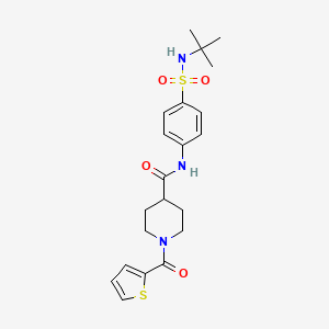 molecular formula C21H27N3O4S2 B4619854 N-{4-[(tert-butylamino)sulfonyl]phenyl}-1-(2-thienylcarbonyl)-4-piperidinecarboxamide 