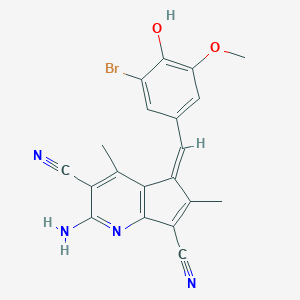 2-amino-5-(3-bromo-4-hydroxy-5-methoxybenzylidene)-4,6-dimethyl-5H-cyclopenta[b]pyridine-3,7-dicarbonitrile