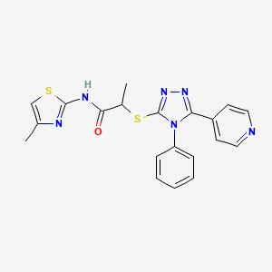molecular formula C20H18N6OS2 B4619860 N-(4-methyl-1,3-thiazol-2-yl)-2-{[4-phenyl-5-(4-pyridinyl)-4H-1,2,4-triazol-3-yl]thio}propanamide 