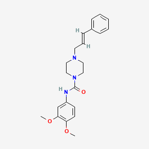 molecular formula C22H27N3O3 B4619868 N-(3,4-dimethoxyphenyl)-4-(3-phenyl-2-propen-1-yl)-1-piperazinecarboxamide 