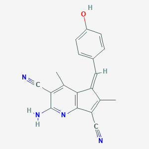 molecular formula C19H14N4O B461987 2-amino-5-(4-hydroxybenzylidene)-4,6-dimethyl-5H-cyclopenta[b]pyridine-3,7-dicarbonitrile 