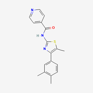 molecular formula C18H17N3OS B4619875 N-[4-(3,4-dimethylphenyl)-5-methyl-1,3-thiazol-2-yl]isonicotinamide 