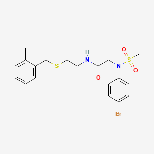 molecular formula C19H23BrN2O3S2 B4619887 N~2~-(4-bromophenyl)-N~1~-{2-[(2-methylbenzyl)thio]ethyl}-N~2~-(methylsulfonyl)glycinamide 