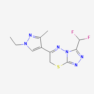 molecular formula C11H12F2N6S B4619939 3-(difluoromethyl)-6-(1-ethyl-3-methyl-1H-pyrazol-4-yl)-7H-[1,2,4]triazolo[3,4-b][1,3,4]thiadiazine 