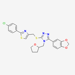 molecular formula C24H21ClN4O3S2 B4620005 3-(1,3-benzodioxol-5-yl)-5-({[2-(4-chlorophenyl)-1,3-thiazol-4-yl]methyl}thio)-4-(tetrahydro-2-furanylmethyl)-4H-1,2,4-triazole 