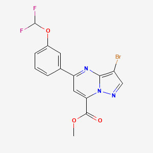 molecular formula C15H10BrF2N3O3 B4620010 methyl 3-bromo-5-[3-(difluoromethoxy)phenyl]pyrazolo[1,5-a]pyrimidine-7-carboxylate 