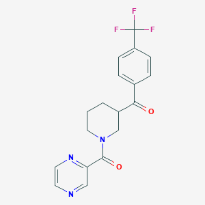 molecular formula C18H16F3N3O2 B4620090 [1-(2-吡嗪基羰基)-3-哌啶基][4-(三氟甲基)苯基]甲苯酮 