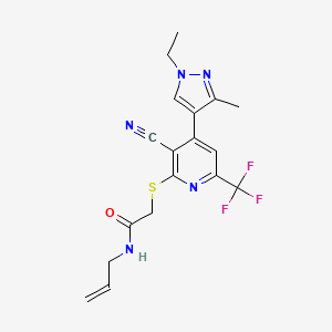 molecular formula C18H18F3N5OS B4620108 N-烯丙基-2-{[3-氰基-4-(1-乙基-3-甲基-1H-吡唑-4-基)-6-(三氟甲基)-2-吡啶基]硫代}乙酰胺 