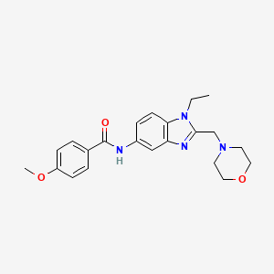 molecular formula C22H26N4O3 B4620116 N-[1-ethyl-2-(4-morpholinylmethyl)-1H-benzimidazol-5-yl]-4-methoxybenzamide 