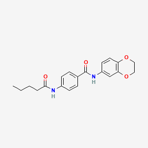 molecular formula C20H22N2O4 B4620130 N-(2,3-dihydro-1,4-benzodioxin-6-yl)-4-(pentanoylamino)benzamide 