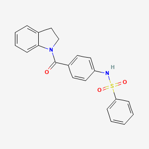 molecular formula C21H18N2O3S B4620153 N-[4-(2,3-二氢-1H-吲哚-1-甲酰基)苯基]苯磺酰胺 