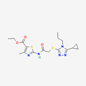 molecular formula C17H23N5O3S2 B4620184 ethyl 2-({[(5-cyclopropyl-4-propyl-4H-1,2,4-triazol-3-yl)thio]acetyl}amino)-4-methyl-1,3-thiazole-5-carboxylate 