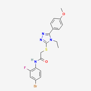 molecular formula C19H18BrFN4O2S B4620191 N-(4-溴-2-氟苯基)-2-{[4-乙基-5-(4-甲氧基苯基)-4H-1,2,4-三唑-3-基]硫代}乙酰胺 