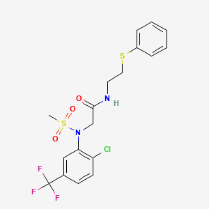 molecular formula C18H18ClF3N2O3S2 B4620246 N~2~-[2-chloro-5-(trifluoromethyl)phenyl]-N~2~-(methylsulfonyl)-N~1~-[2-(phenylthio)ethyl]glycinamide 