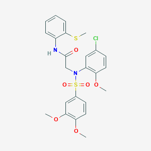 molecular formula C24H25ClN2O6S2 B4620263 N~2~-(5-氯-2-甲氧基苯基)-N~2~-[(3,4-二甲氧基苯基)磺酰基]-N~1~-[2-(甲硫基)苯基]甘氨酰胺 