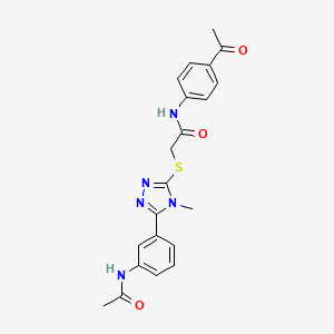 molecular formula C21H21N5O3S B4620275 2-({5-[3-(acetylamino)phenyl]-4-methyl-4H-1,2,4-triazol-3-yl}thio)-N-(4-acetylphenyl)acetamide 
