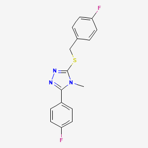 molecular formula C16H13F2N3S B4620276 3-[(4-fluorobenzyl)thio]-5-(4-fluorophenyl)-4-methyl-4H-1,2,4-triazole 