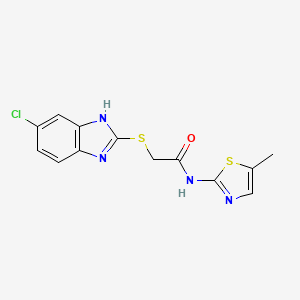 molecular formula C13H11ClN4OS2 B4620283 2-[(6-chloro-1H-benzimidazol-2-yl)thio]-N-(5-methyl-1,3-thiazol-2-yl)acetamide 