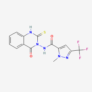 molecular formula C14H10F3N5O2S B4620309 N-(2-mercapto-4-oxo-3(4H)-quinazolinyl)-1-methyl-3-(trifluoromethyl)-1H-pyrazole-5-carboxamide 