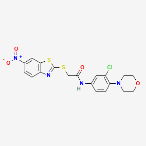 molecular formula C19H17ClN4O4S2 B4620341 N-[3-chloro-4-(4-morpholinyl)phenyl]-2-[(6-nitro-1,3-benzothiazol-2-yl)thio]acetamide 