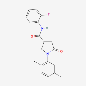 molecular formula C19H19FN2O2 B4620352 1-(2,5-二甲苯基)-N-(2-氟苯基)-5-氧代-3-吡咯烷甲酰胺 