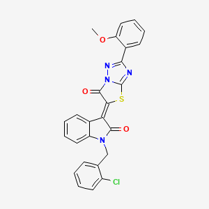 1-(2-chlorobenzyl)-3-[2-(2-methoxyphenyl)-6-oxo[1,3]thiazolo[3,2-b][1,2,4]triazol-5(6H)-ylidene]-1,3-dihydro-2H-indol-2-one
