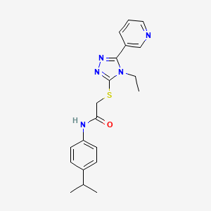 molecular formula C20H23N5OS B4620409 2-{[4-ethyl-5-(3-pyridinyl)-4H-1,2,4-triazol-3-yl]thio}-N-(4-isopropylphenyl)acetamide 