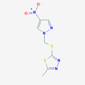 molecular formula C7H7N5O2S2 B4620474 2-甲基-5-{[(4-硝基-1H-吡唑-1-基)甲基]硫代}-1,3,4-噻二唑 