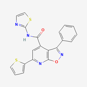 molecular formula C20H12N4O2S2 B4620571 3-phenyl-N-1,3-thiazol-2-yl-6-(2-thienyl)isoxazolo[5,4-b]pyridine-4-carboxamide 