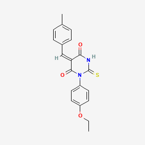molecular formula C20H18N2O3S B4620601 1-(4-乙氧基苯基)-5-(4-甲基苄叉亚甲基)-2-硫代二氢-4,6(1H,5H)-嘧啶二酮 