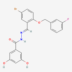 molecular formula C21H16BrFN2O4 B4620603 N'-{5-溴-2-[(3-氟苄基)氧基]苯亚甲基}-3,5-二羟基苯甲酰肼 