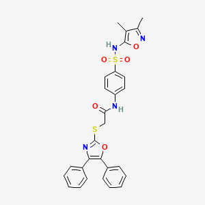 molecular formula C28H24N4O5S2 B4620644 N-(4-{[(3,4-dimethyl-5-isoxazolyl)amino]sulfonyl}phenyl)-2-[(4,5-diphenyl-1,3-oxazol-2-yl)thio]acetamide 