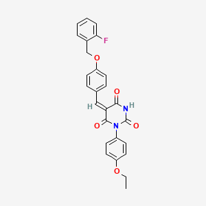 molecular formula C26H21FN2O5 B4620657 1-(4-ethoxyphenyl)-5-{4-[(2-fluorobenzyl)oxy]benzylidene}-2,4,6(1H,3H,5H)-pyrimidinetrione 