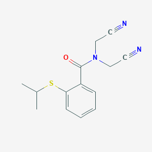 molecular formula C14H15N3OS B4620690 N,N-bis(cyanomethyl)-2-(isopropylthio)benzamide 