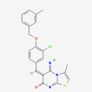 molecular formula C22H18ClN3O2S B4620722 (6E)-6-[[3-chloro-4-[(3-methylphenyl)methoxy]phenyl]methylidene]-5-imino-3-methyl-[1,3]thiazolo[3,2-a]pyrimidin-7-one 