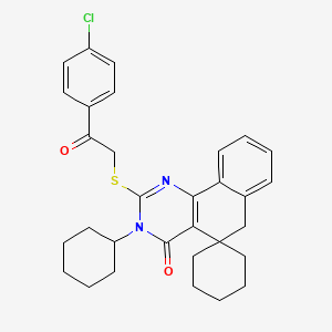 2-{[2-(4-chlorophenyl)-2-oxoethyl]thio}-3-cyclohexyl-3H-spiro[benzo[h]quinazoline-5,1'-cyclohexan]-4(6H)-one
