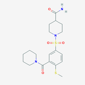 molecular formula C19H27N3O4S2 B4620760 1-{[4-(methylthio)-3-(1-piperidinylcarbonyl)phenyl]sulfonyl}-4-piperidinecarboxamide 