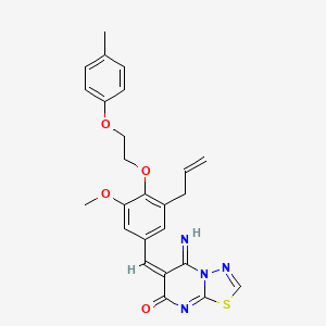 molecular formula C25H24N4O4S B4620767 (6E)-5-imino-6-[[3-methoxy-4-[2-(4-methylphenoxy)ethoxy]-5-prop-2-enylphenyl]methylidene]-[1,3,4]thiadiazolo[3,2-a]pyrimidin-7-one 