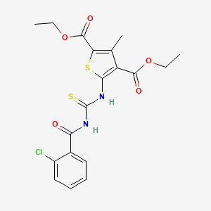 molecular formula C19H19ClN2O5S2 B4620774 diethyl 5-({[(2-chlorobenzoyl)amino]carbonothioyl}amino)-3-methyl-2,4-thiophenedicarboxylate 