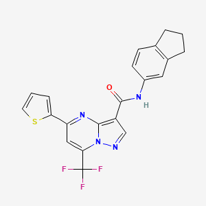 molecular formula C21H15F3N4OS B4620794 N-(2,3-dihydro-1H-inden-5-yl)-5-(2-thienyl)-7-(trifluoromethyl)pyrazolo[1,5-a]pyrimidine-3-carboxamide 
